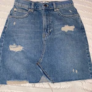 Free people denim skirt.